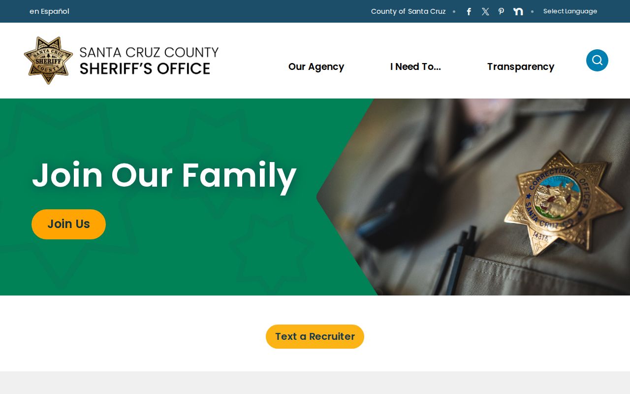 Santa Cruz County criminal records Sheriff homepage