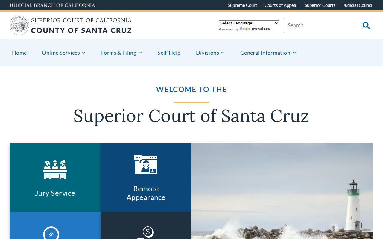 Santa Cruz County criminal history Superior Court homepage