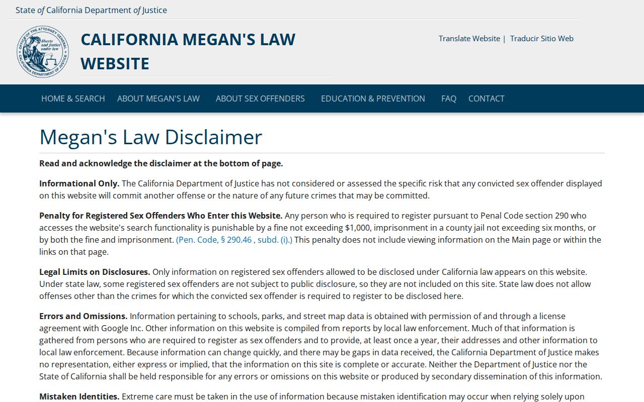 Santa Cruz County sex offender check California Megan's Law registry