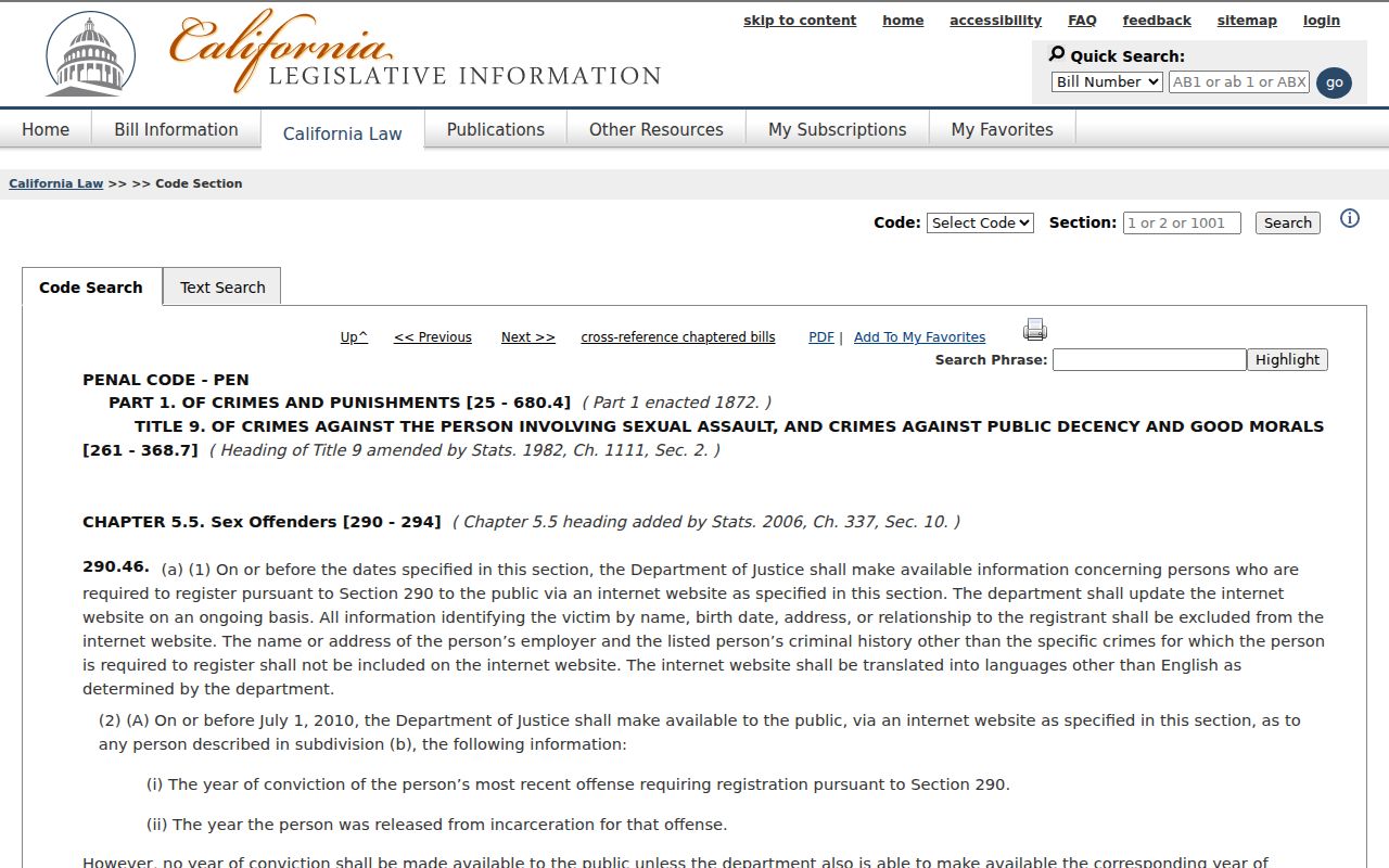 Santa Cruz County sex offender check Penal Code section 290.46 misuse rules